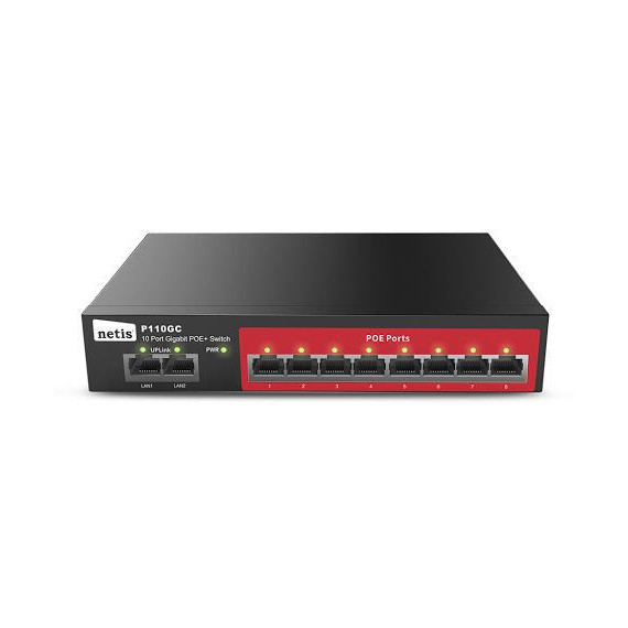 Switch NETIS 10XRJ45 Gbe Poe 120W Negro (P110GC)