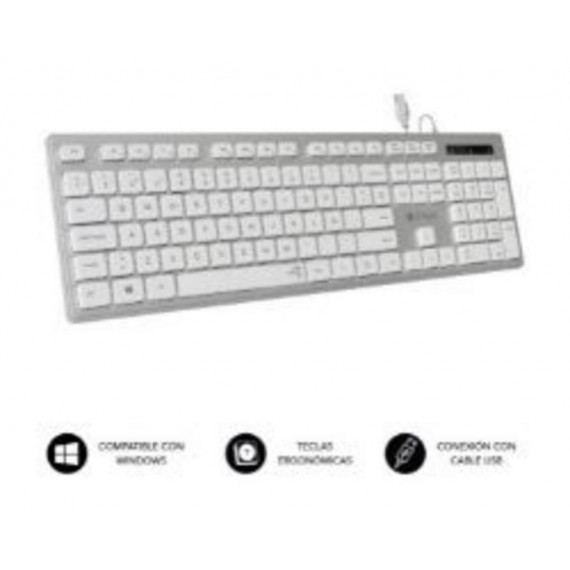 Teclado Ergonómico Ergo Flat USB Plata  SUBBLIM