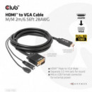 Cable CLUB 3D Hdmi/musb a VGA/3.5MM 2M Negro (CAC-1712)