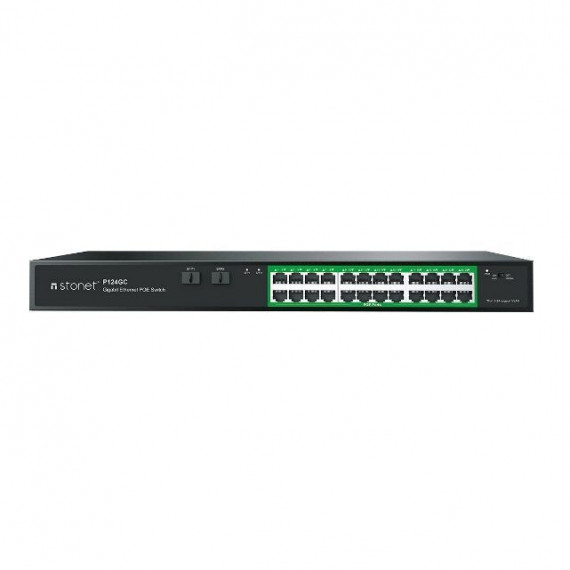 Switch STONET 24XRJ45 Gbe 2XSFP Poe Rack Negro (P124GC)