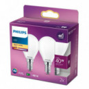 Bombilla PHILIPS Vela Led E14 40W Pack 2 (9290013455A)