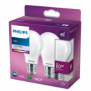 Bombilla PHILIPS Led E27 806L 60W Pack 2 (9290013235D)