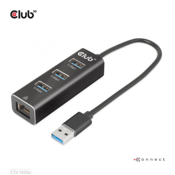 Hub CLUB 3D Usb-a a 3XUSB-A 3.0/1XRJ45 Negro (CSV-1430A)