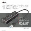 Hub CLUB 3D Usb-a a 3XUSB-A 3.0/1XRJ45 Negro (CSV-1430A)