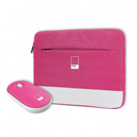 Funda + Ratón PANTONE 15.6" Poliéster Rosa (PT-BGMS001P1)