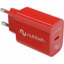 Cargador de Pared NUBBEH 1XUSB-C 25W Rojo (NBWALLCHCR25)