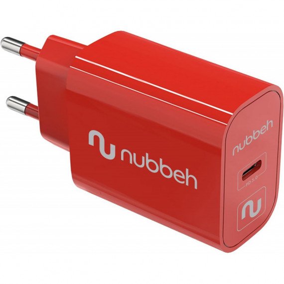 Cargador de Pared NUBBEH 1XUSB-C 25W Rojo (NBWALLCHCR25)