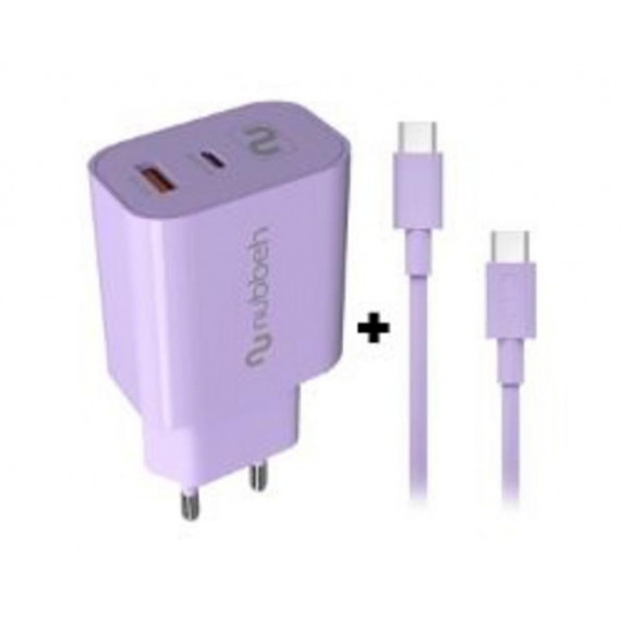 Cargador NUBBEH Bhoot 30W + Cable Usb-c/c 60W 1.5M Lila