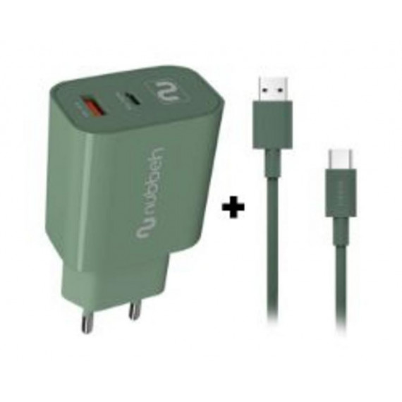 Cargador NUBBEH Boot 30W Cable Usb-a/c 18W 1.5M Verde