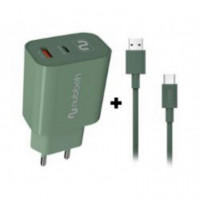 Cargador NUBBEH Boot 30W Cable Usb-a/c 18W 1.5M Verde