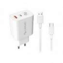 Cargador NUBBEH Bhoot 30W + Cable Usb-a/c 1.5M Blanco