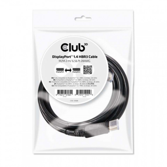 Cable CLUB 3D Dp 1.4/M a Dp 1.4/M 2M Negro (CAC-2068)