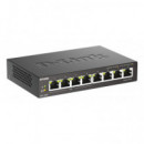 Switch D-LINK 8XRJ45 Gbe Poe Negro (DGS-1008P)