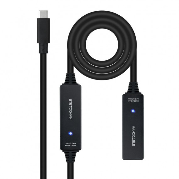 NANOCABLE Usb-c 3.0/M a Usb-c/h Cable 10M Negro (10.01.1312)