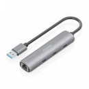Hub AISENS Usb-a a 3XUSB-C/1XRJ45 Gris (ASUC-4P037-GR)