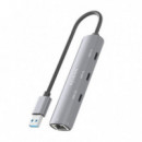 Hub AISENS Usb-a a 3XUSB-C/1XRJ45 Gris (ASUC-4P037-GR)
