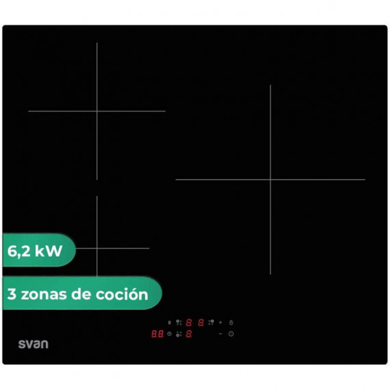 SVAN Placa de Inducción SI3602B 3 Zonas 6200W
