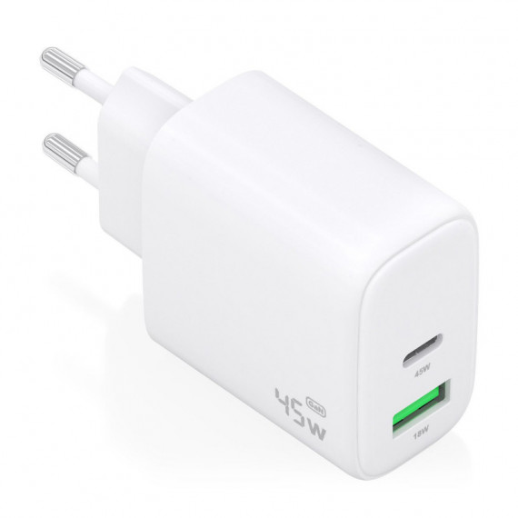 Cargador de Pared AISENS 45W Usb-a Usb-c Blanco (A110-0971)