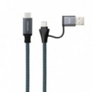 NANOCABLE Usb-c a Usb-a+usb-c/m 20GBPS 5A/100W 3M Gris/negro (10.01.4113-COMB)
