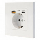 Enchufe de Pared Nanocable Schuko 1XUSB-A Qc 3.0/1XUSB-C Pd 20W Blanco (10.35.0011)  NANO