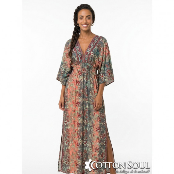 Vestido Crepe de Musgo Tiara Gris Granate COTTON SOUL