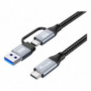 Cable EQUIP Usb-c a Usb-c + Adaptador Usb-a 100W Trenzado 2M Negro (128433)