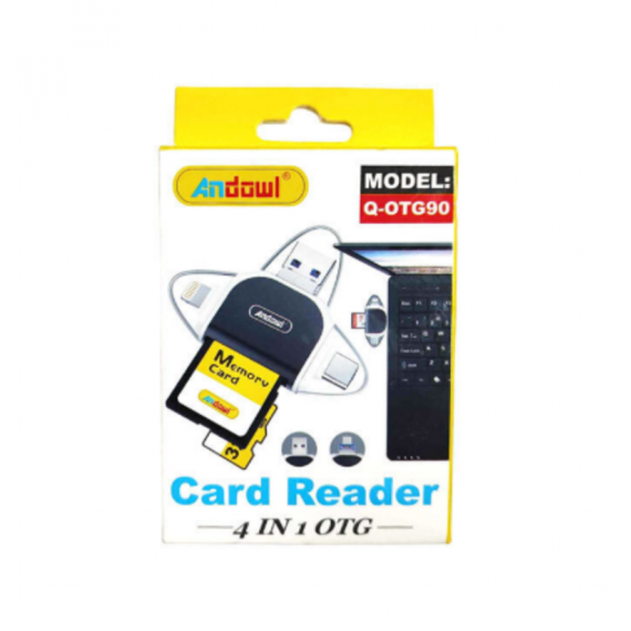 Lector de Tarjetas ANDOWL 4 en 1 Otg Type-c / Lightning / Sd / Microsd (Q-OTG90)