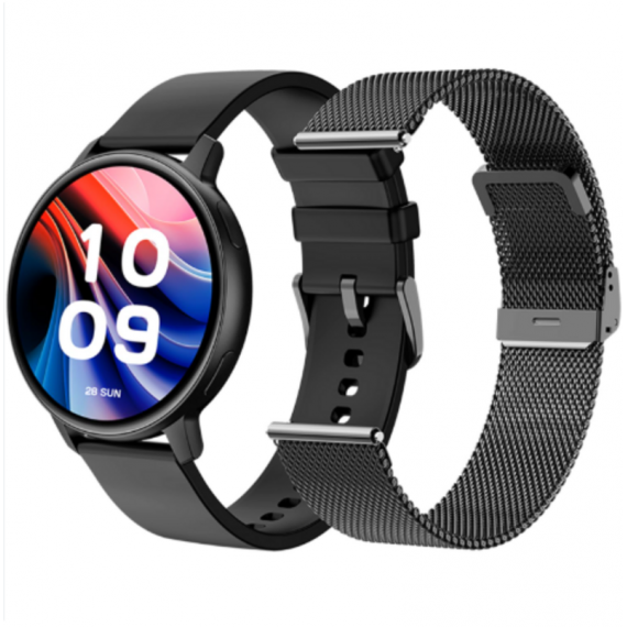Smartwatch Smartee Duo Classic SPC con 2 Correas (metálica y Silicona), Amoled 1.43", Llamadas Bt, Negro (9652N)
