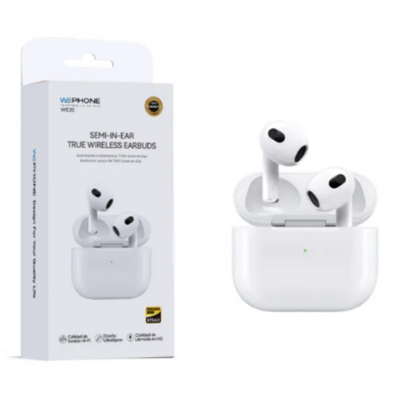 Auriculares Inalámbricos WEPHONE True Wireless Semi-in-ear WE35 (V6.0) con Sonido Hi-fi y Diseño Ultraligero