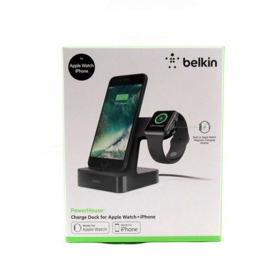 Base de Carga BELKIN Wireless para Apple Watch + Iphone 1A/2.4A Negro (F8J237VFB)