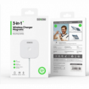 Cargador Inalámbrico Magnético DUZZONA con Soporte 3 en 1 Blanco para Iphone, Airpods y Iwatch