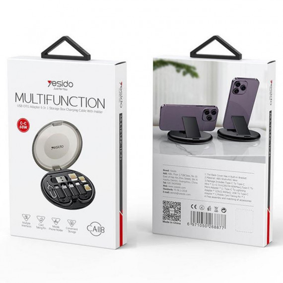 Kit YESIDO Multi Adaptador y Cable 60W (A118)