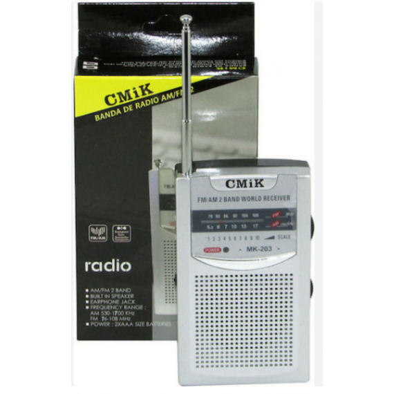 Radio Portátil Cmik MK-203 Am/fm 2 Bandas, Pilas Aaa, Gris  COLORMAX