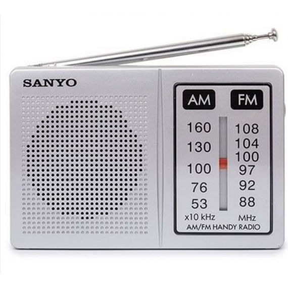 Radio SANYO Portátil de Bolsillo con Altavoz Plata KS108P