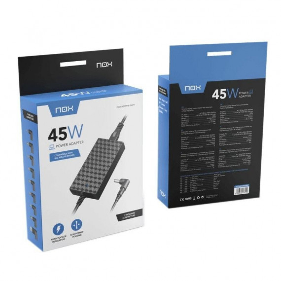 Cargador Universal para Portátil NOX 45W con 9 Conectores (NXPWR45NB)