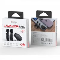 Micrófono YESIDO Lavalier Inalámbrico Dual de Baja Latencia con Receptor 3 en 1 Negro KR15