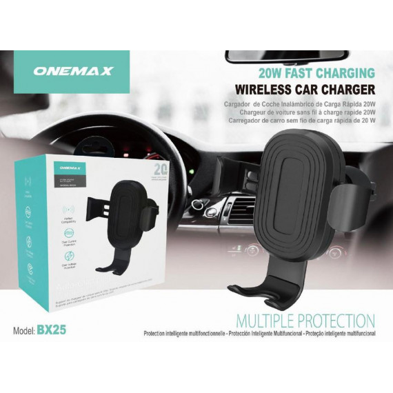 Soporte Coche ONEMAX Wireless 20W con Sujeción Automática BX25