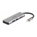 Hub D-LINK Usb-c a USB 3.0 HDMI Lector de Tarjetas Sd/microsd Gris (DUB-M530)