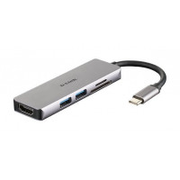 Hub D-LINK Usb-c a USB 3.0 HDMI Lector de Tarjetas Sd/microsd Gris (DUB-M530)