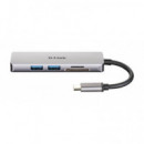 Hub D-LINK Usb-c a USB 3.0 HDMI Lector de Tarjetas Sd/microsd Gris (DUB-M530)