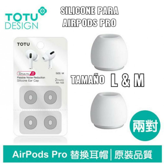 Puntas de Silicona TOTUDESIGN para Airpods Pro (tamaño L, 2 Pares)