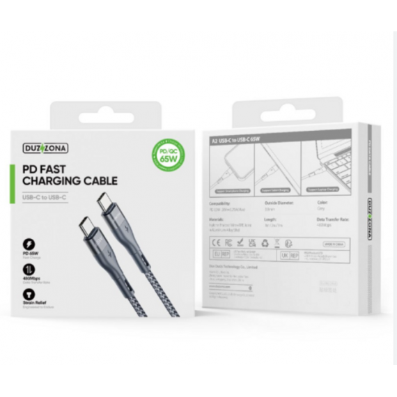 Cable de Carga Rápida DUZZONA Usb-c a Usb-c 65W A2-01 1M