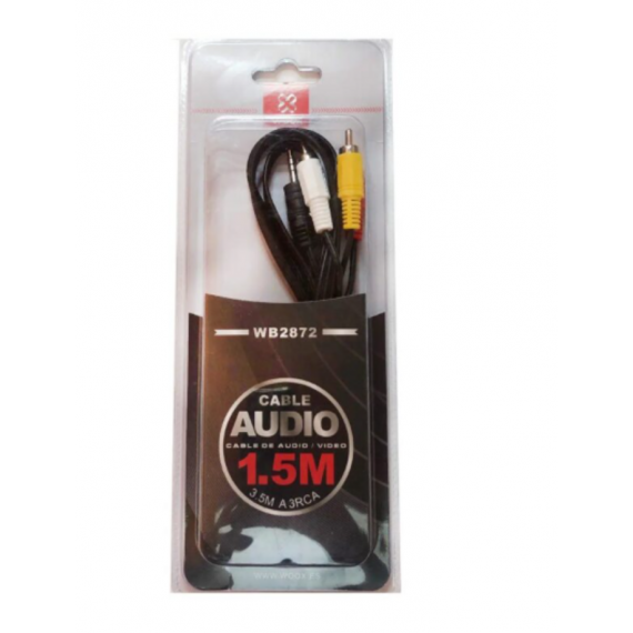 Cable de Audio/video WOOX 1.5M 3.5MM a 3RCA (WB2872)