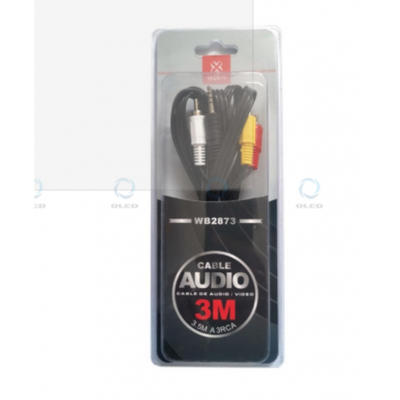 Cable de Audio Video WOOX 3.5MM a 3RCA 3M (WB2873)