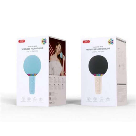 Micrófono Inalámbrico Karaoke XO BE50 BLUETOOTH 5.3 con Luces Led Beige - Guanxe Atlantic Marketplace