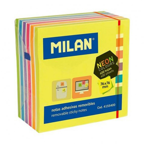 Bloc de 400 Notas Adhesivas Neón 76X76MM MILAN