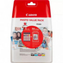 Pack 4 Cartuchos de Tinta CANON CLI-581XL + 5 Hojas de Papel Fotográfico Original