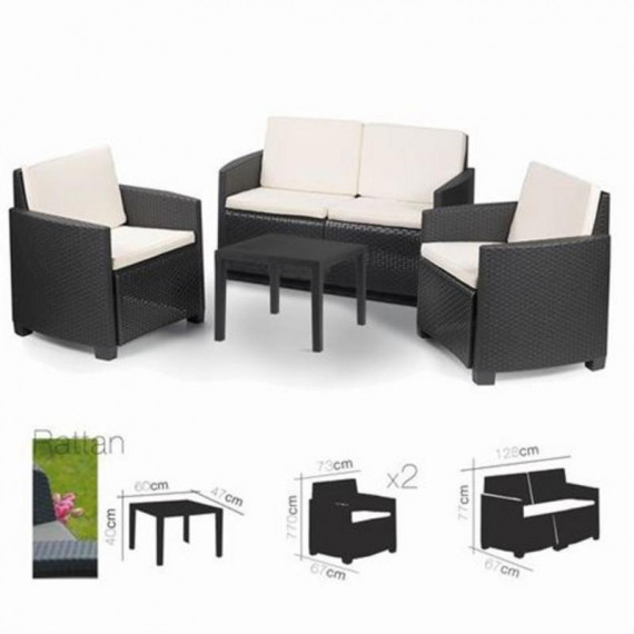Set de Jardín URBAN LIVING 4 Plazas con Mesa de Centro Antracita