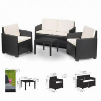 Set de Jardín URBAN LIVING 4 Plazas con Mesa de Centro Antracita