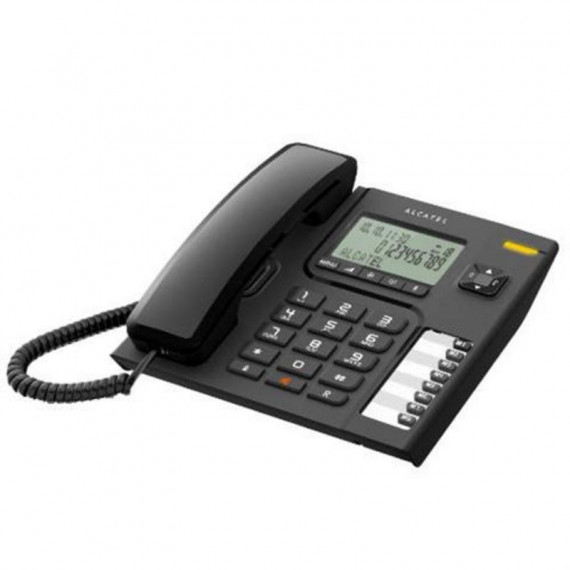 Teléfono Fijo ALCATEL T76 Negro con Manos Libres E Identificador de Llamadas